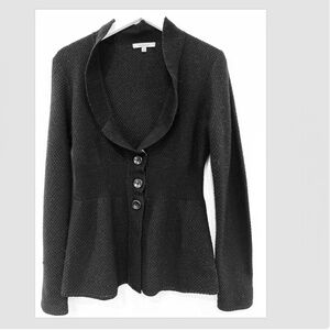 Classiques Entier Cardigan Sweater Y2K Black Cashmere Silk Wool Knit Shawl Med